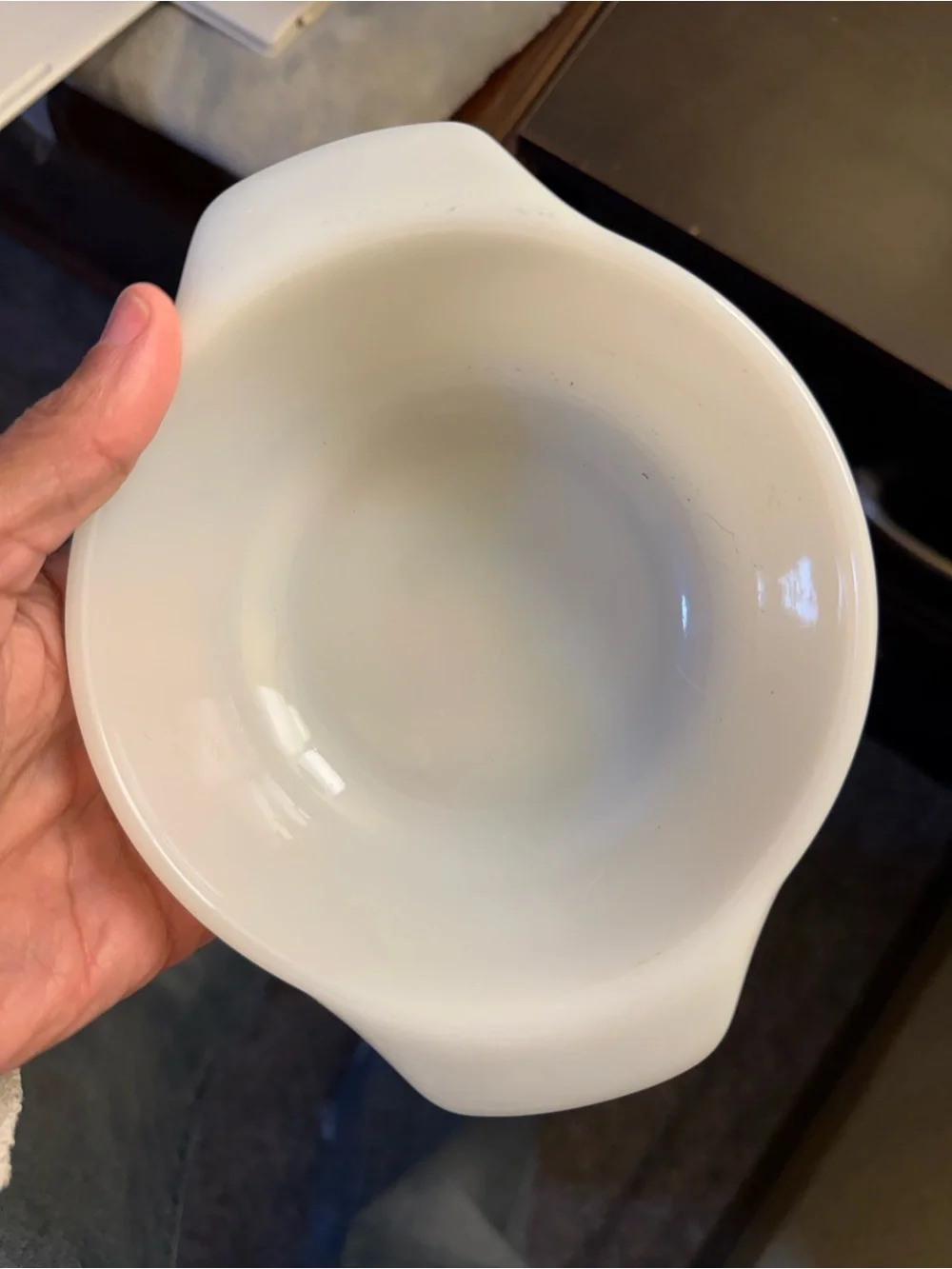 Set of 2 Anchor Hocking White Milk Glass Mixing Bowl with Pour Spout